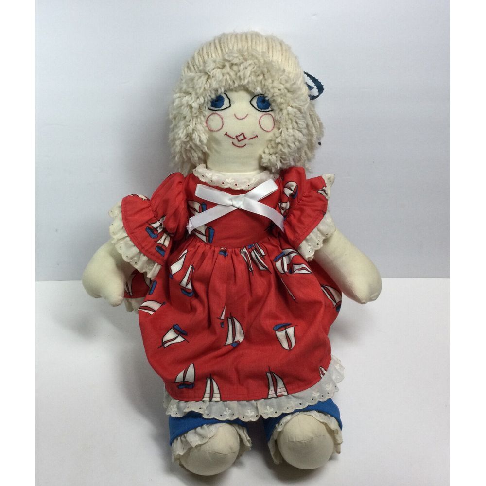 Vintage Handmade Cloth rag doll 19in Raggedy Ann plush doll‎ toy